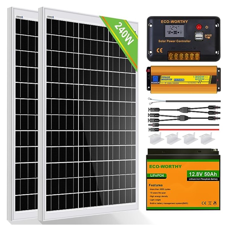 ECO-WORTHY 240W 12V Kit Panel Solar con Batería [+info]