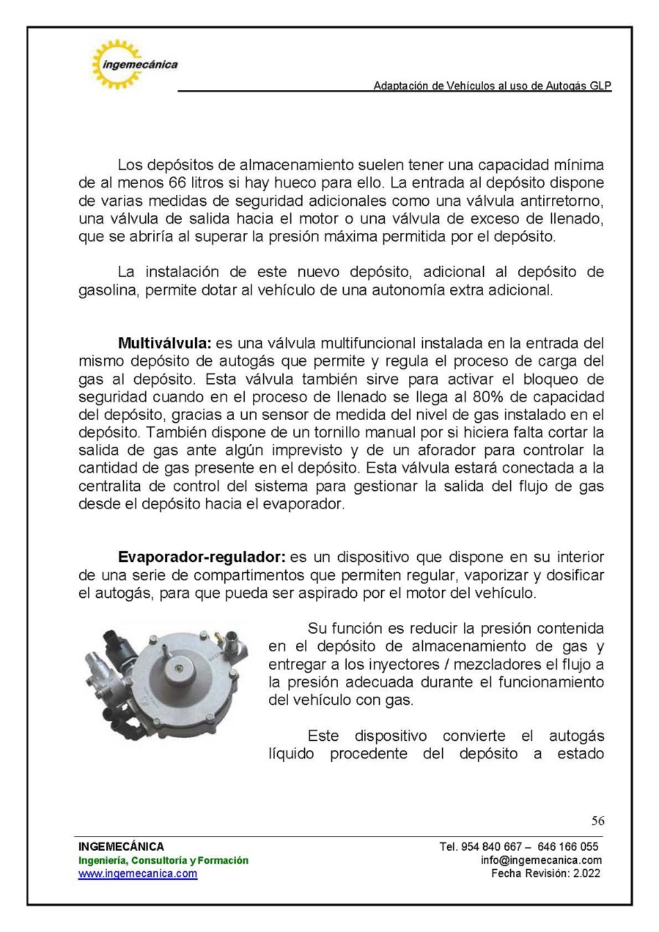 Curso para la Adaptación de Vehículos al uso de Autogás GLP. Página 56