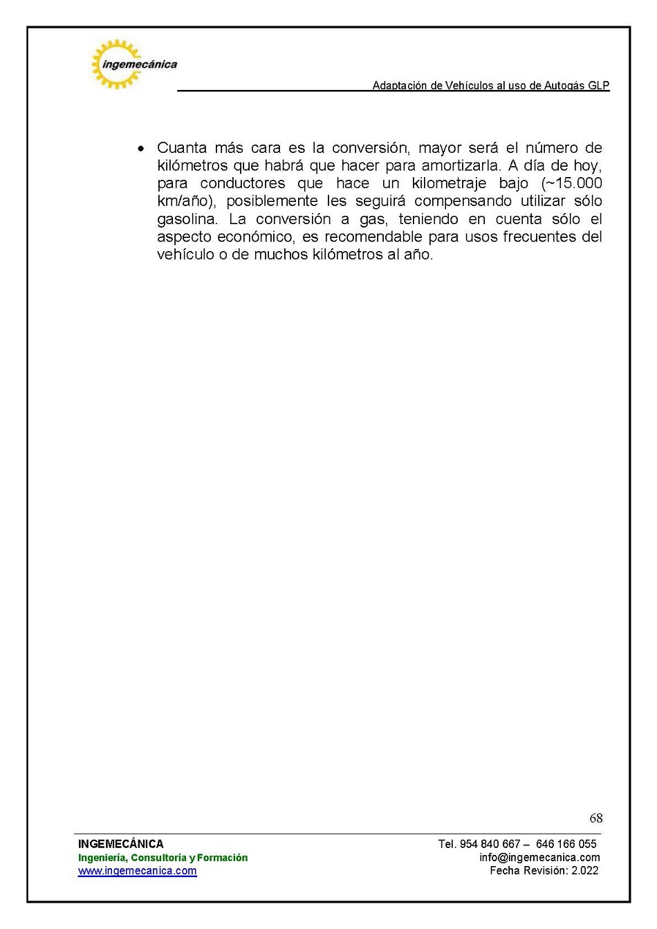 Curso para la Adaptación de Vehículos al uso de Autogás GLP. Página 68