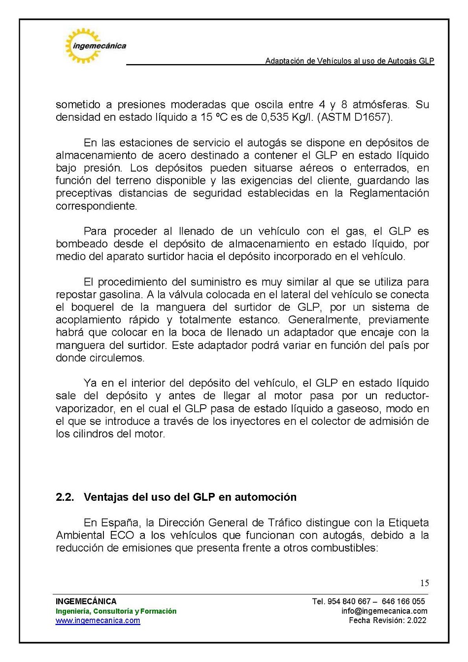 Adaptaci�n de veh�culos al uso de autog�s GLP. P�gina 11