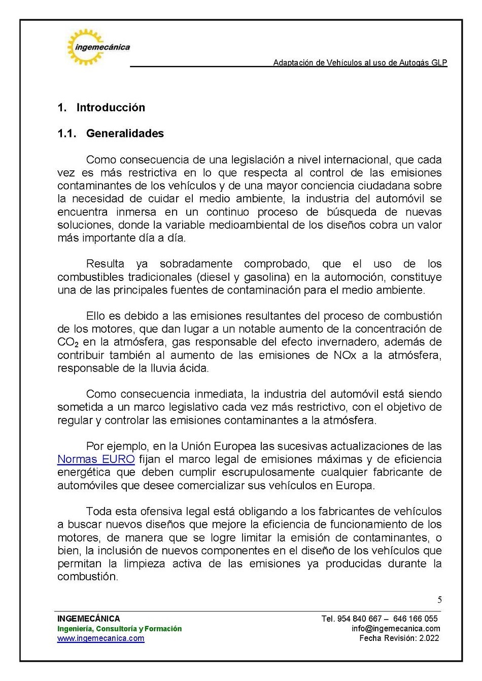 Adaptaci�n de veh�culos al uso de autog�s GLP. P�gina 1