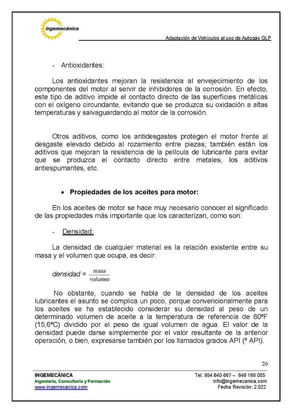 Adaptaci�n de veh�culos al uso de autog�s GLP. P�gina 22