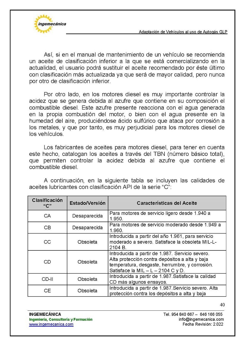 Adaptaci�n de veh�culos al uso de autog�s GLP. P�gina 36