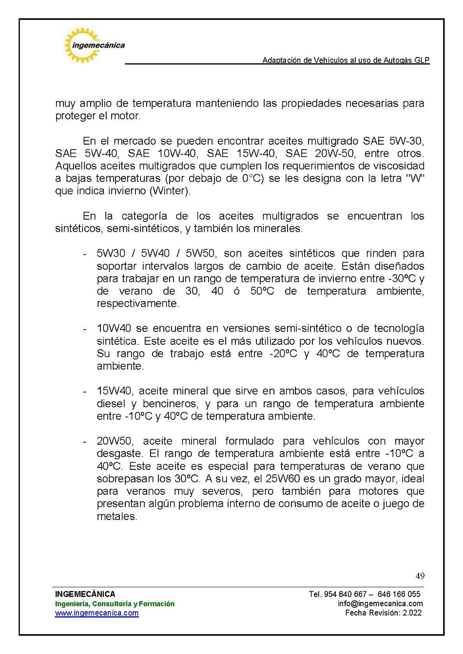 Adaptaci�n de veh�culos al uso de autog�s GLP. P�gina 45