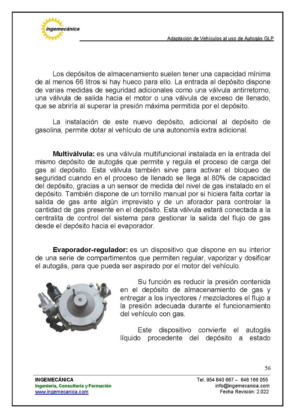 Adaptaci�n de veh�culos al uso de autog�s GLP. P�gina 52