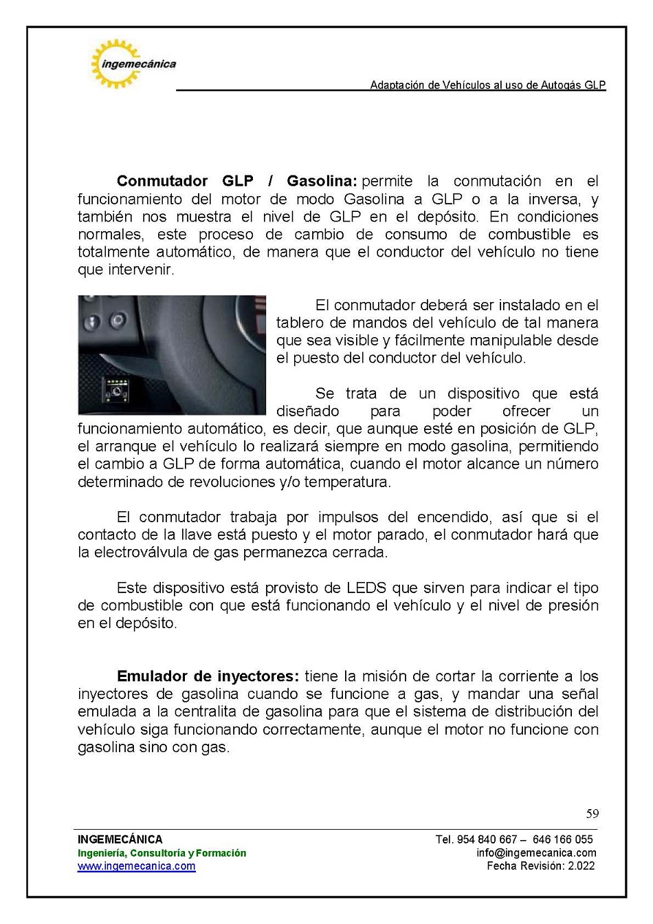 Adaptaci�n de veh�culos al uso de autog�s GLP. P�gina 55