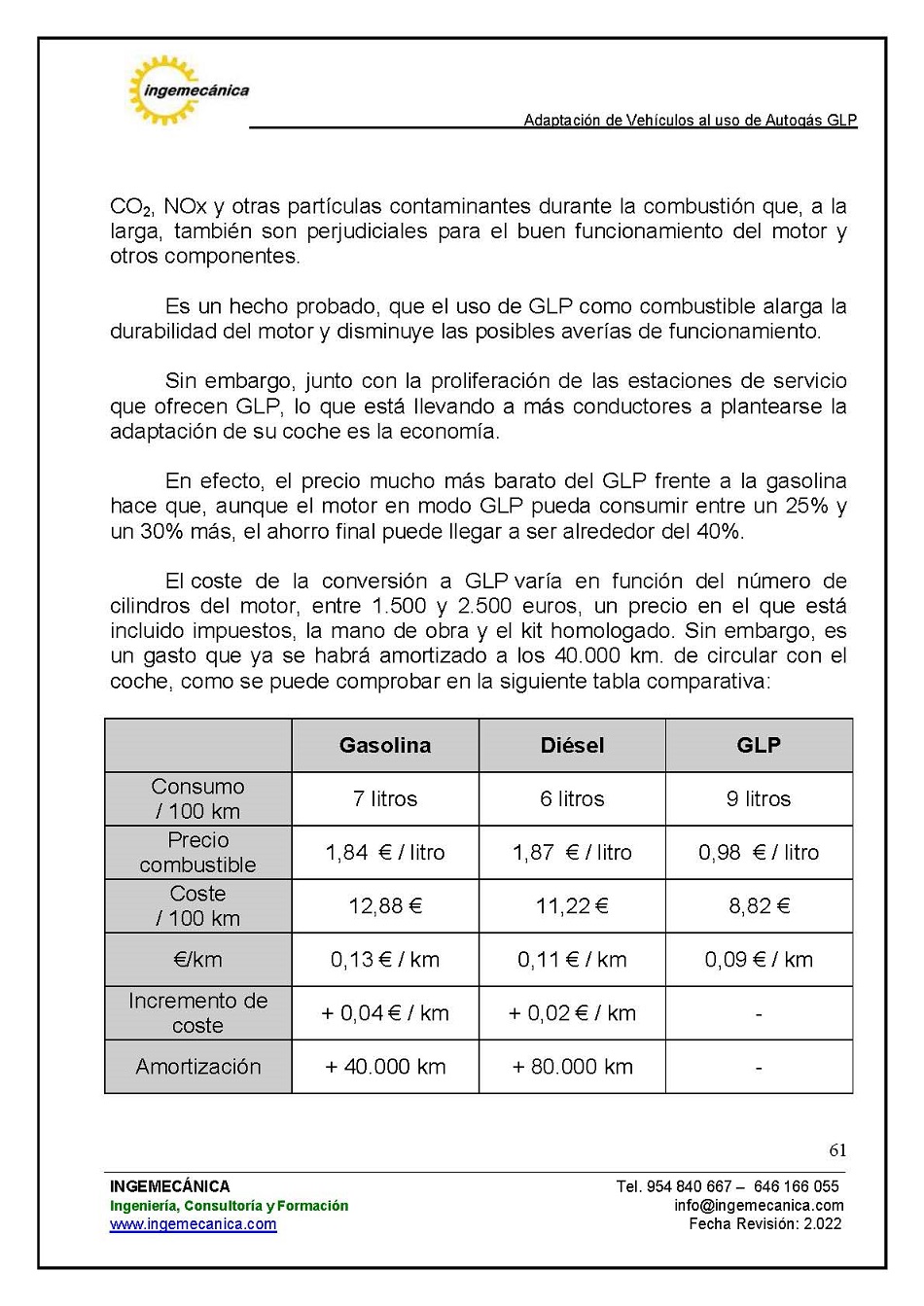 Adaptaci�n de veh�culos al uso de autog�s GLP. P�gina 57