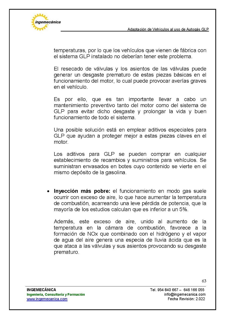 Adaptaci�n de veh�culos al uso de autog�s GLP. P�gina 59