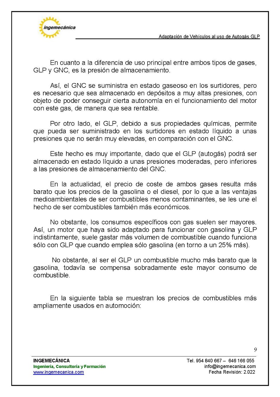 Adaptaci�n de veh�culos al uso de autog�s GLP. P�gina 5