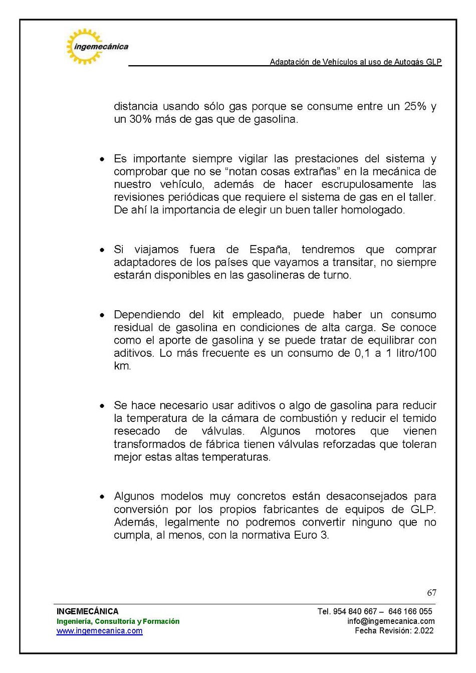 Adaptaci�n de veh�culos al uso de autog�s GLP. P�gina 63