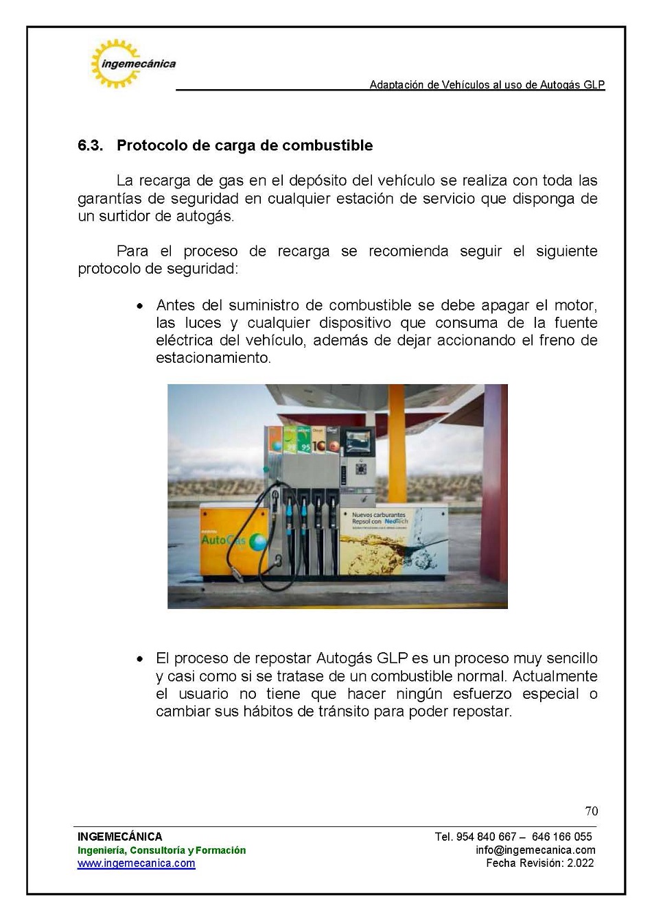 Adaptaci�n de veh�culos al uso de autog�s GLP. P�gina 66