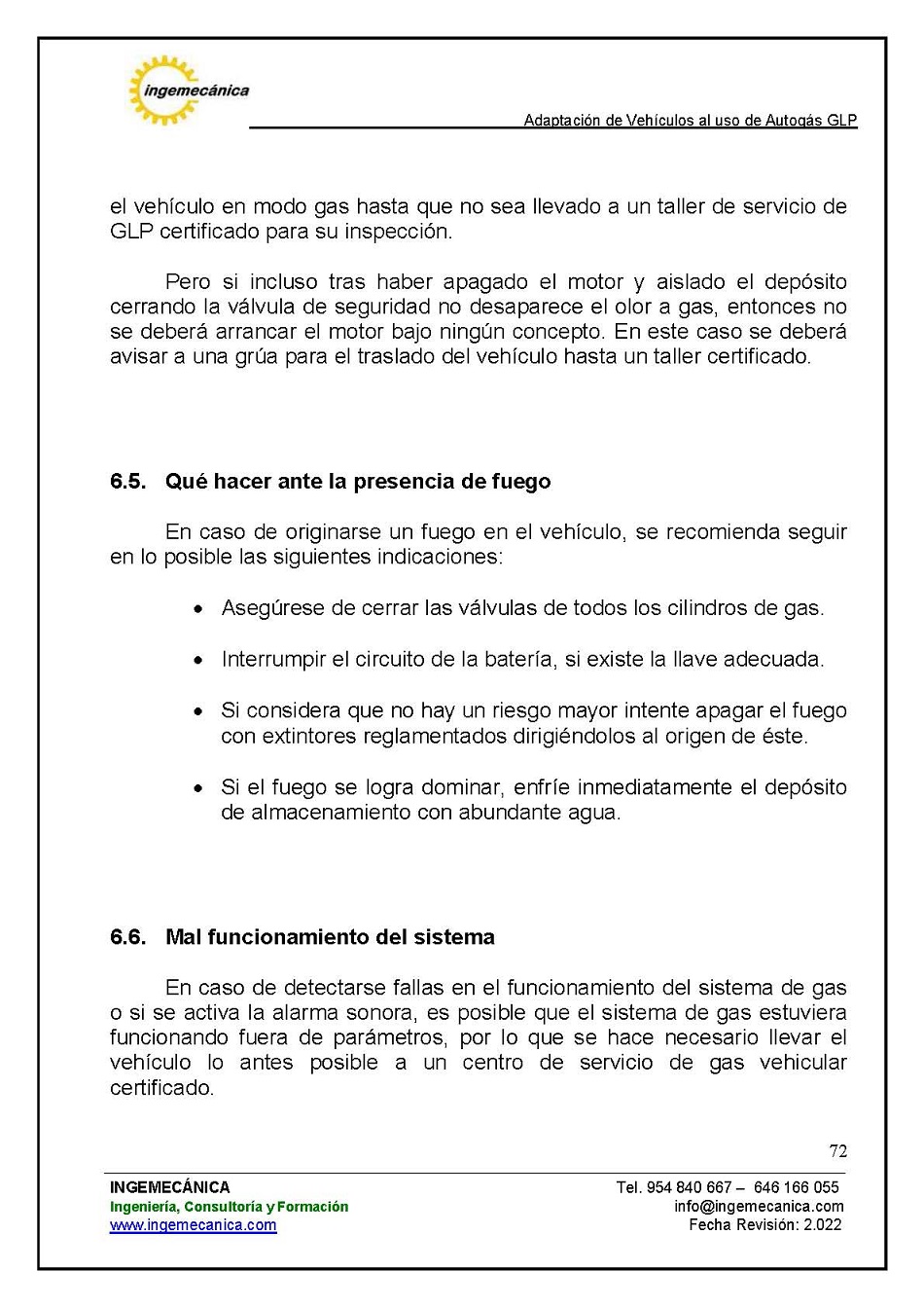 Adaptaci�n de veh�culos al uso de autog�s GLP. P�gina 68