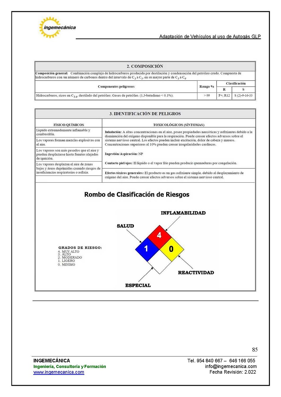 Adaptaci�n de veh�culos al uso de autog�s GLP. P�gina 81
