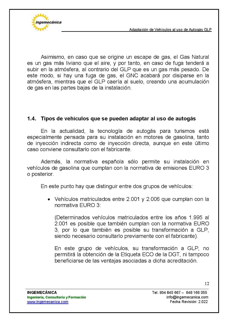 Adaptaci�n de veh�culos al uso de autog�s GLP. P�gina 8
