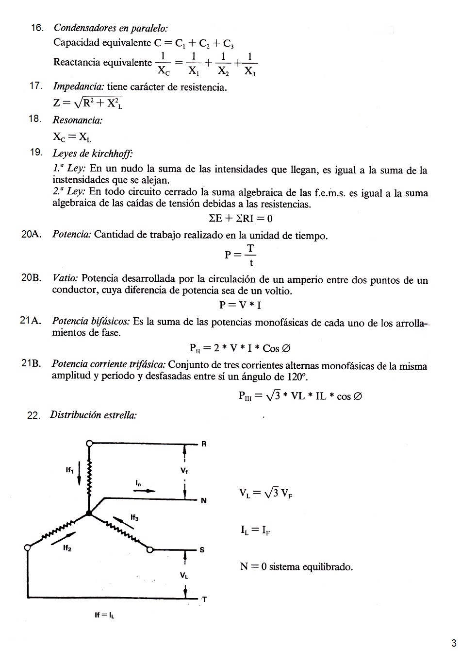 Conceptos generales de electricidad y fórmulas eléctricas. Página 03