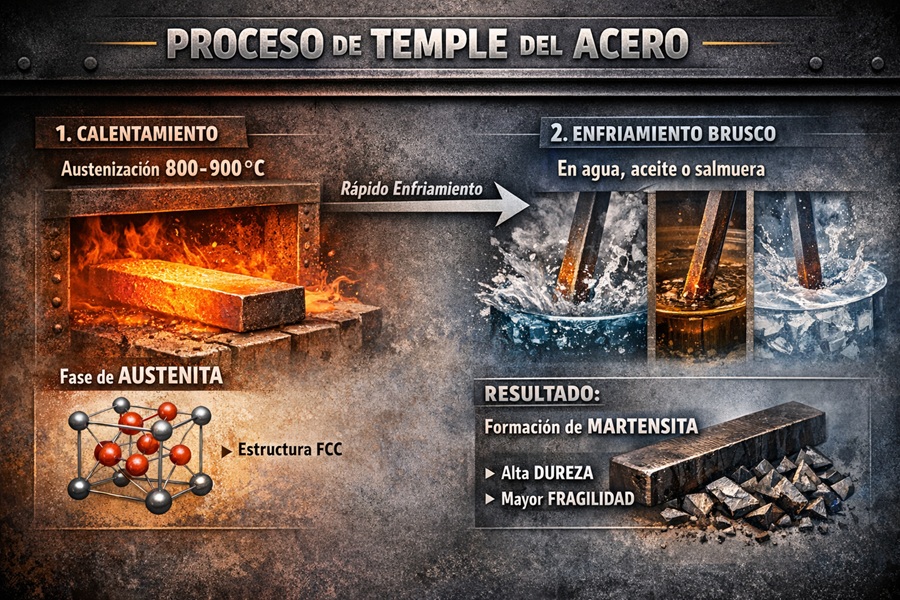 Proceso de temple del acero