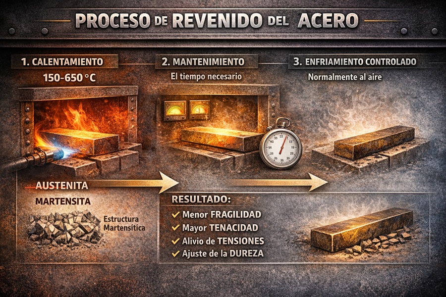 Proceso de revenido del acero