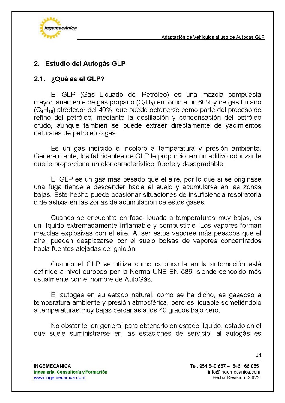 Adaptaci�n de veh�culos al uso de autog�s GLP. P�gina 10