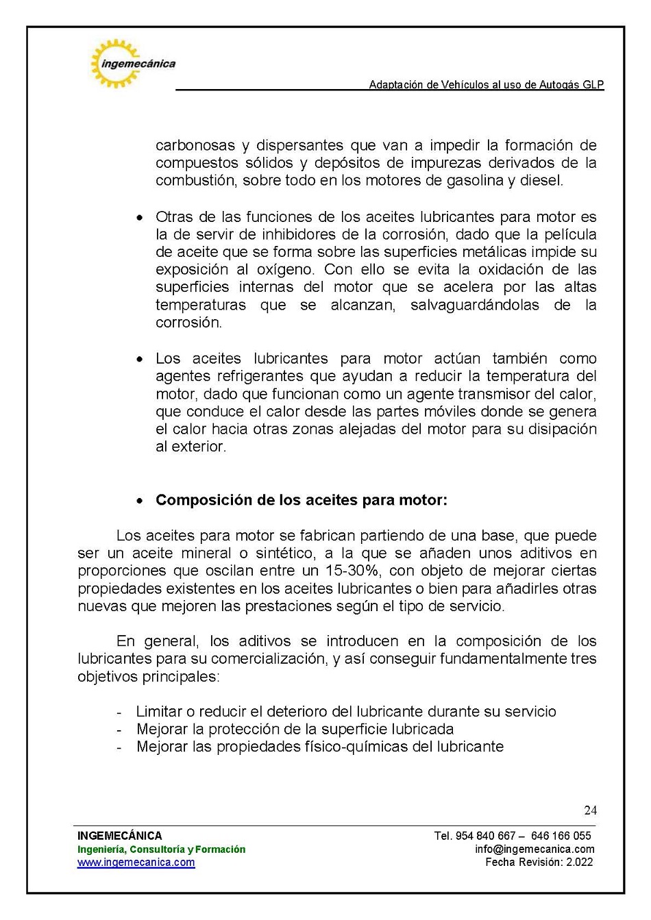 Adaptaci�n de veh�culos al uso de autog�s GLP. P�gina 20