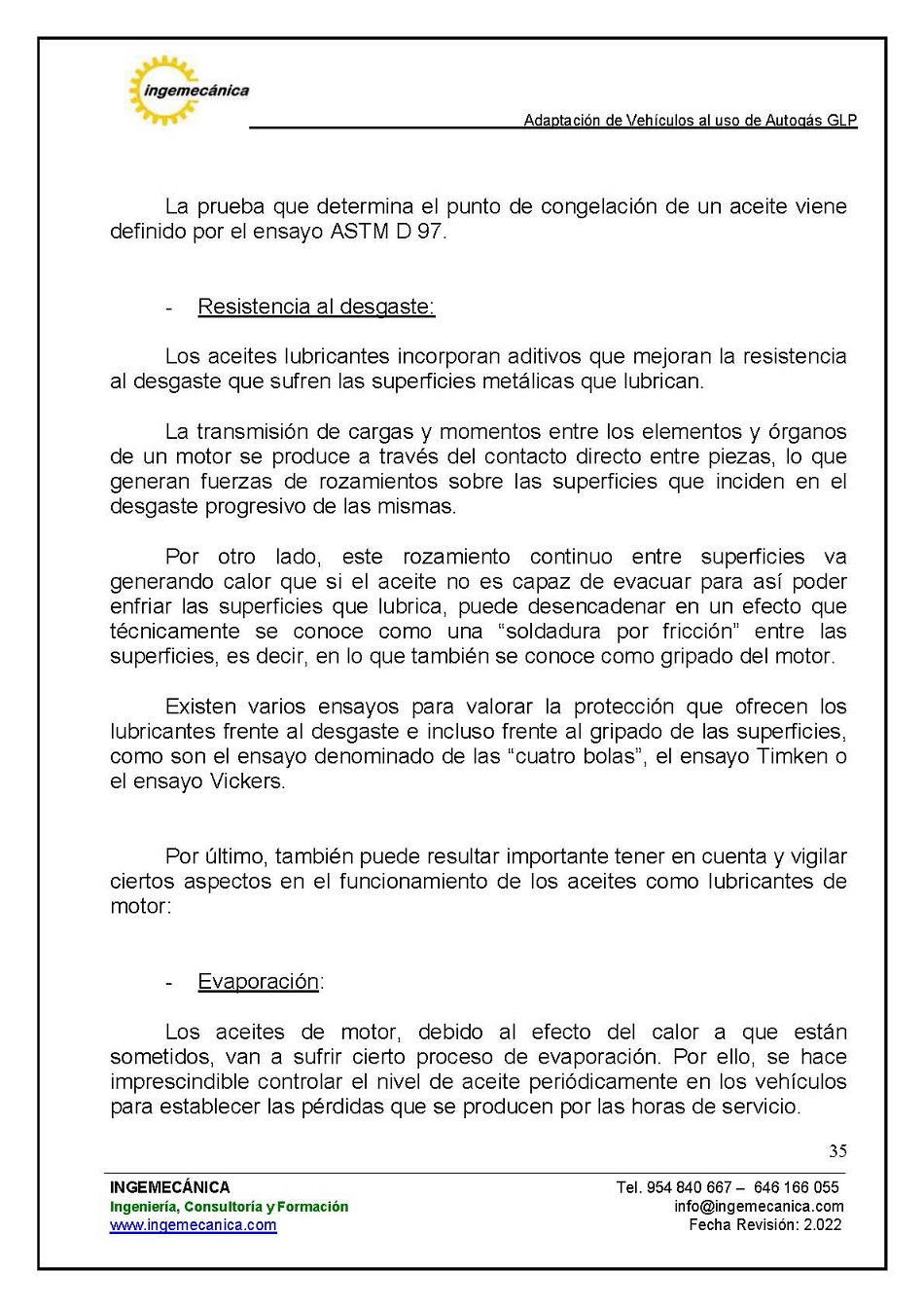 Adaptaci�n de veh�culos al uso de autog�s GLP. P�gina 31