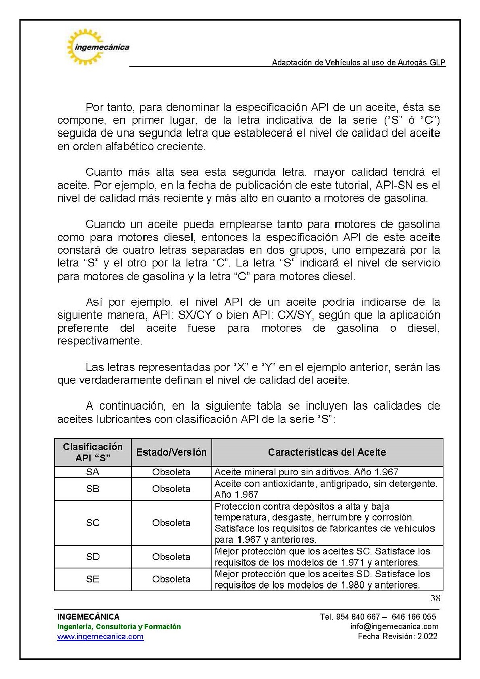 Adaptaci�n de veh�culos al uso de autog�s GLP. P�gina 34