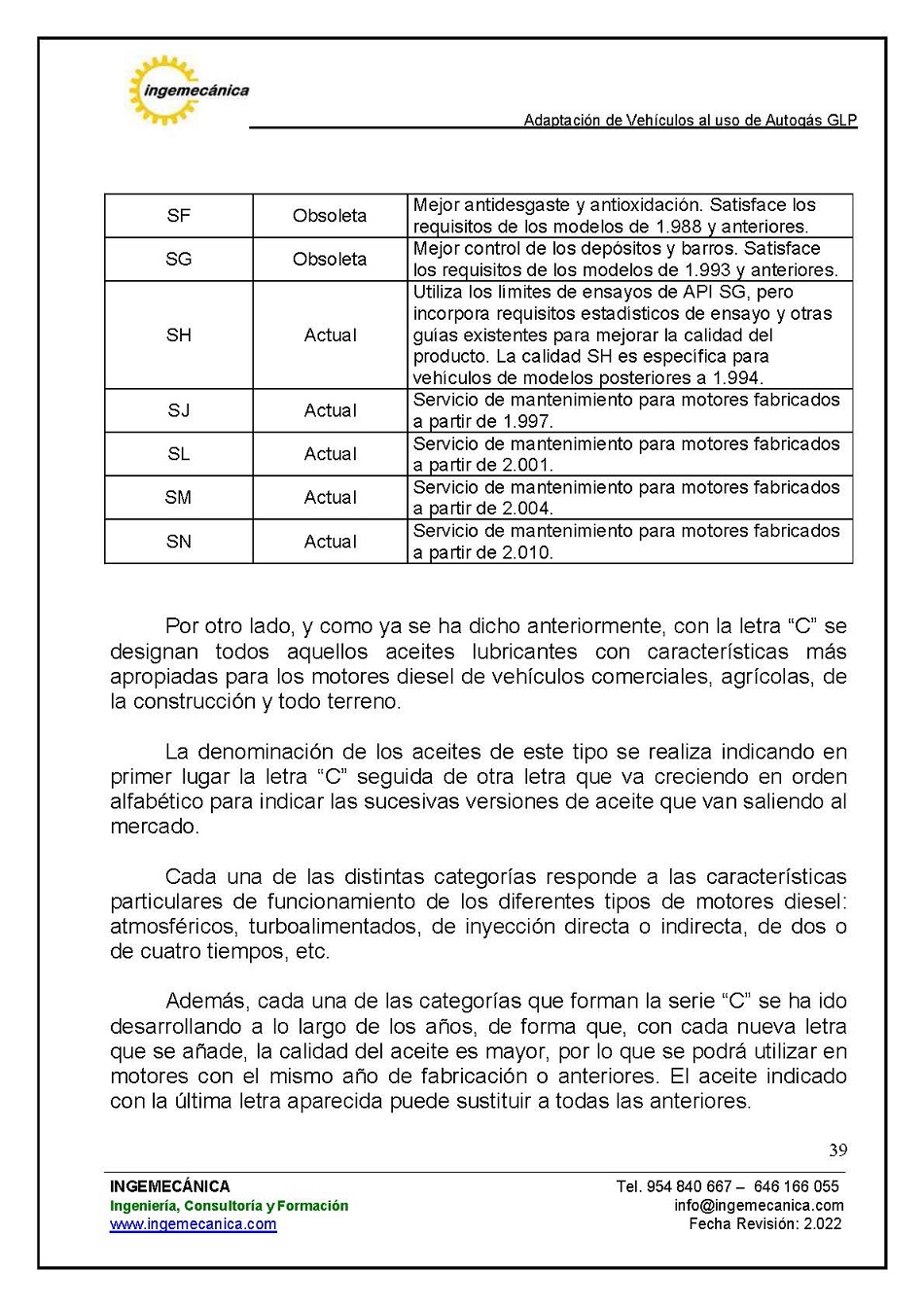 Adaptaci�n de veh�culos al uso de autog�s GLP. P�gina 35