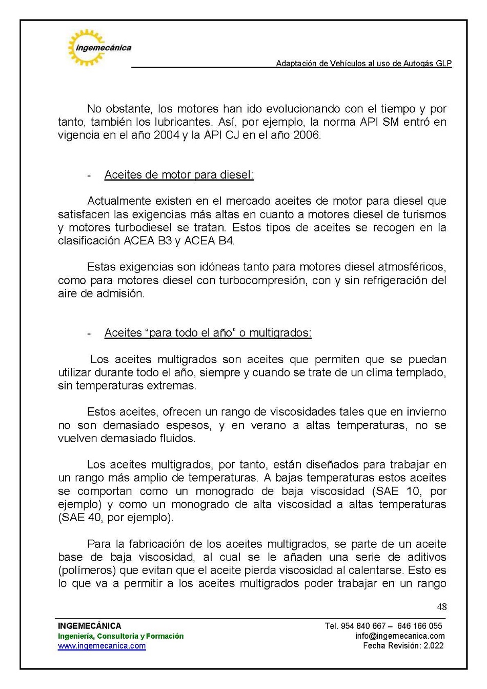 Adaptaci�n de veh�culos al uso de autog�s GLP. P�gina 44