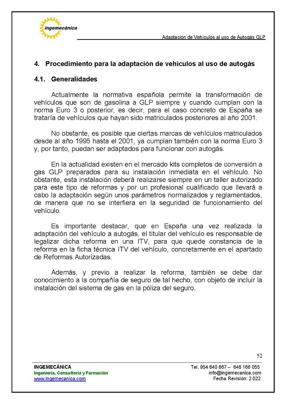 Adaptaci�n de veh�culos al uso de autog�s GLP. P�gina 48