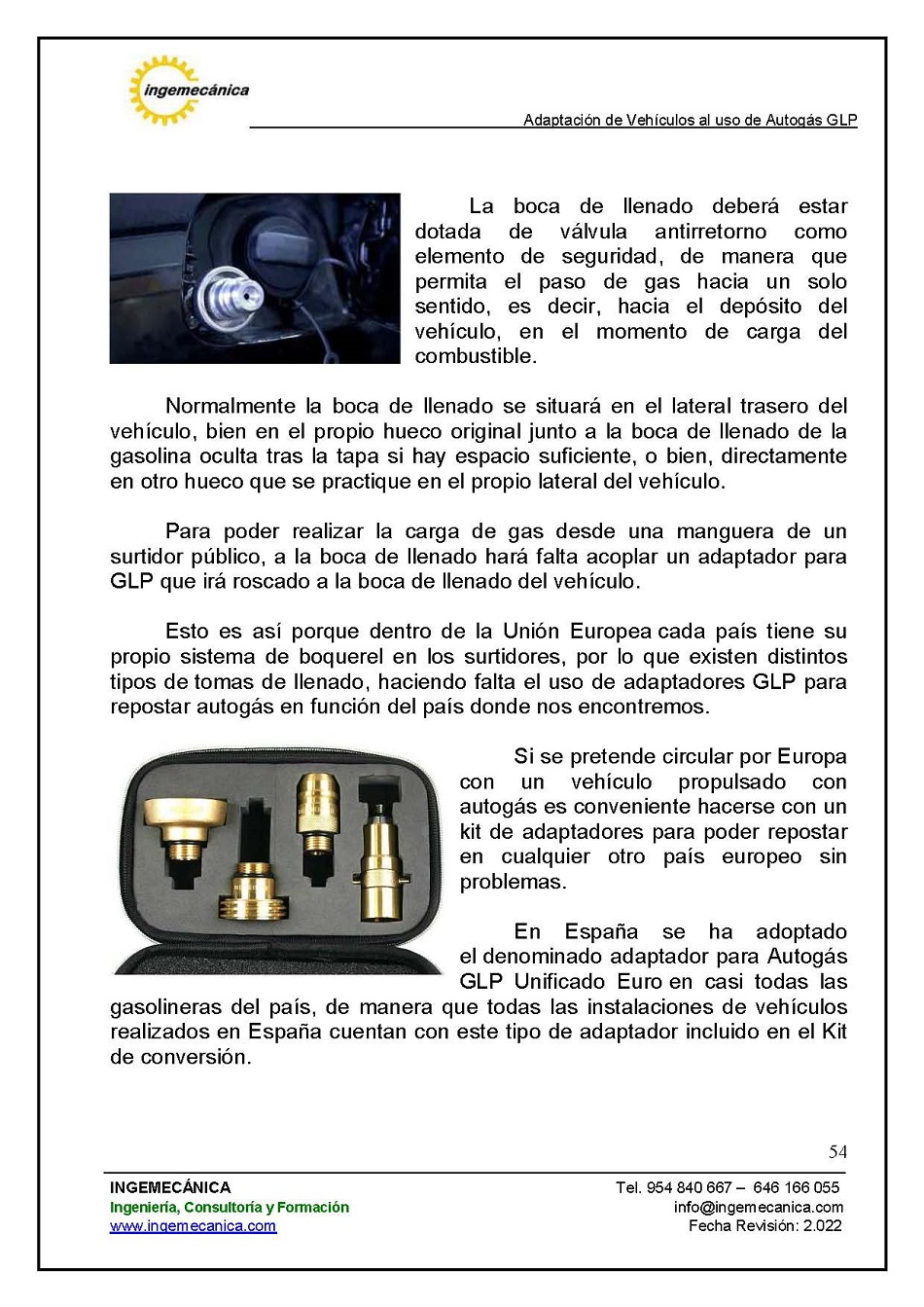 Adaptaci�n de veh�culos al uso de autog�s GLP. P�gina 50