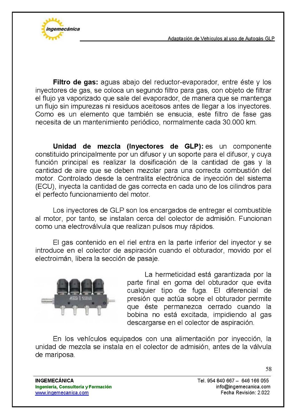 Adaptaci�n de veh�culos al uso de autog�s GLP. P�gina 54