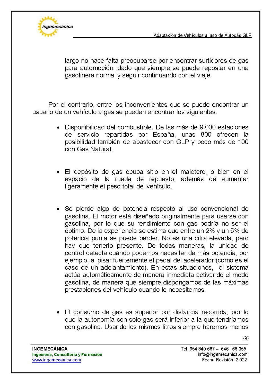 Adaptaci�n de veh�culos al uso de autog�s GLP. P�gina 62