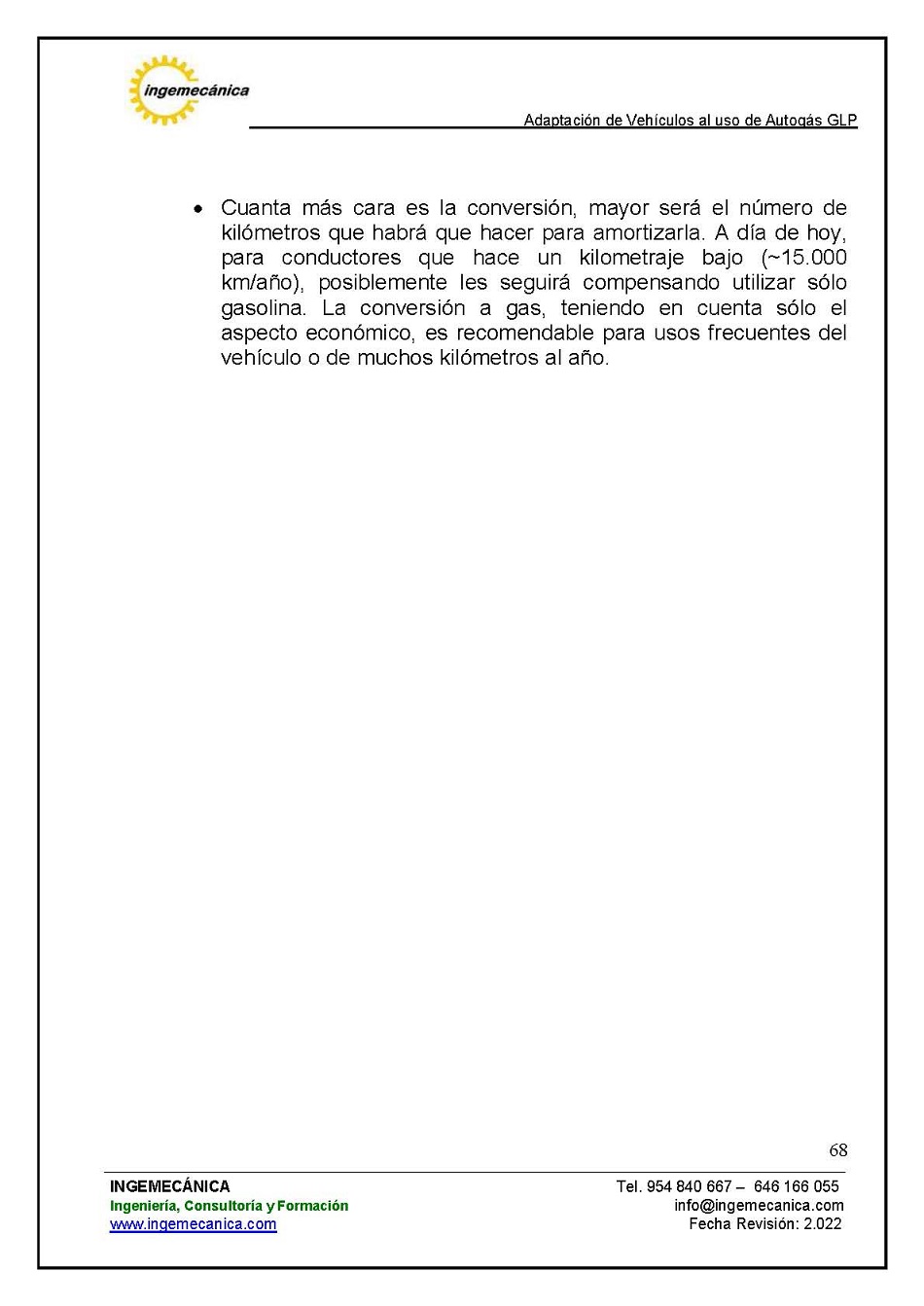 Adaptaci�n de veh�culos al uso de autog�s GLP. P�gina 64