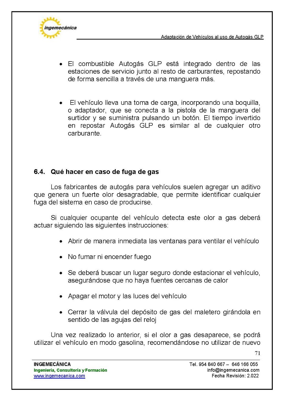 Adaptaci�n de veh�culos al uso de autog�s GLP. P�gina 67