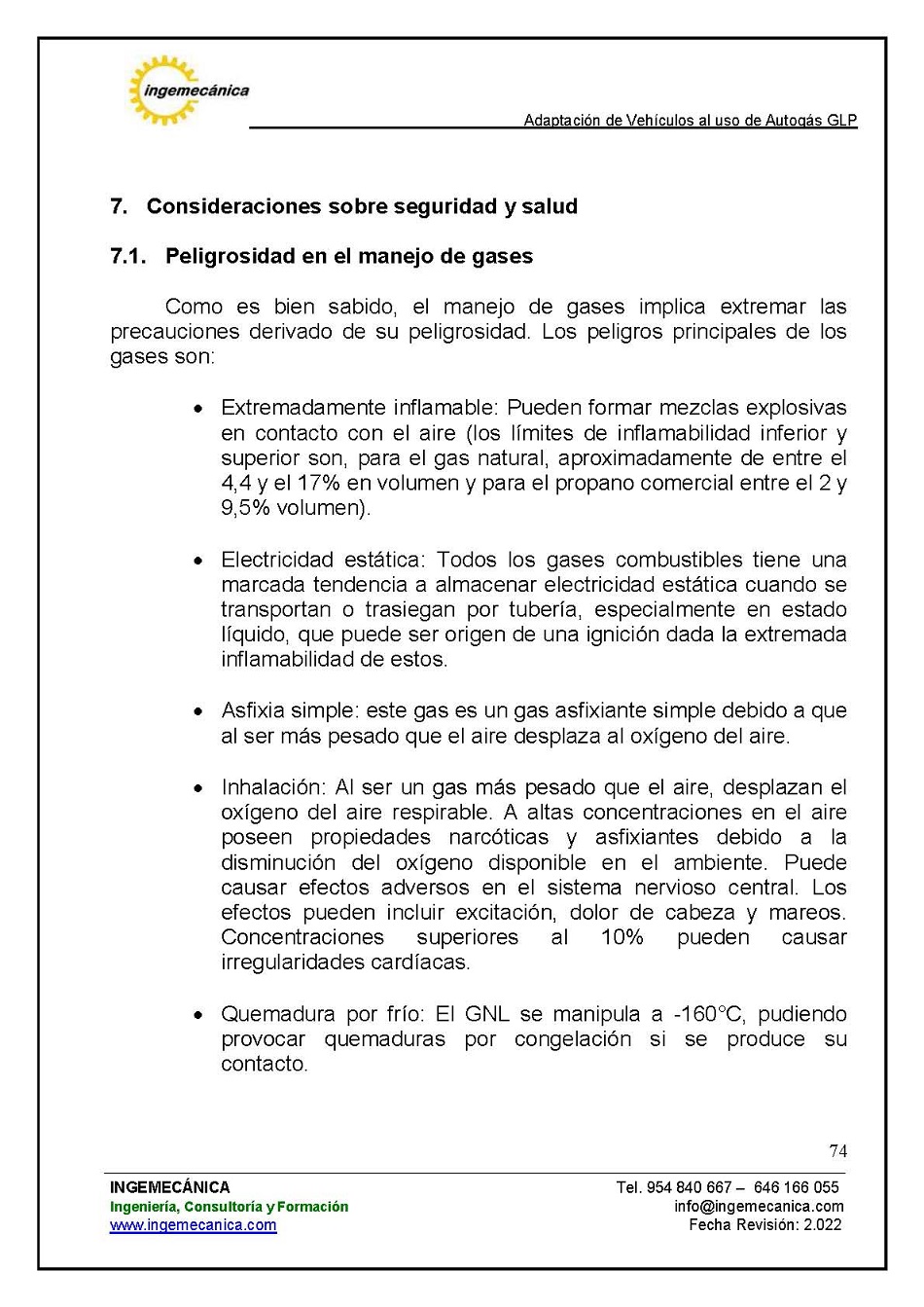 Adaptaci�n de veh�culos al uso de autog�s GLP. P�gina 70