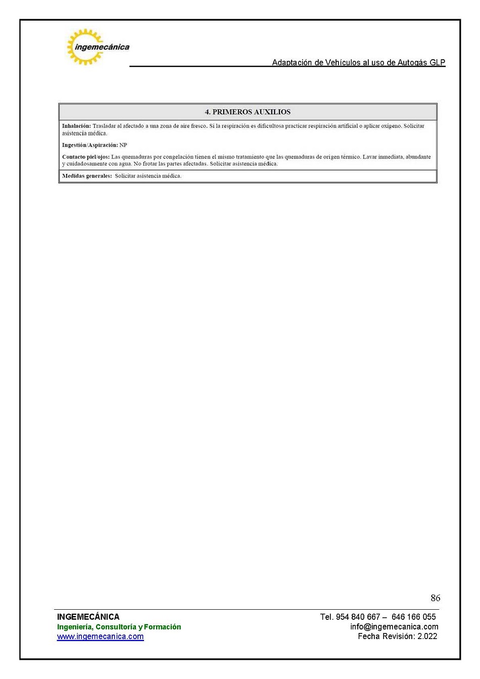 Adaptaci�n de veh�culos al uso de autog�s GLP. P�gina 82