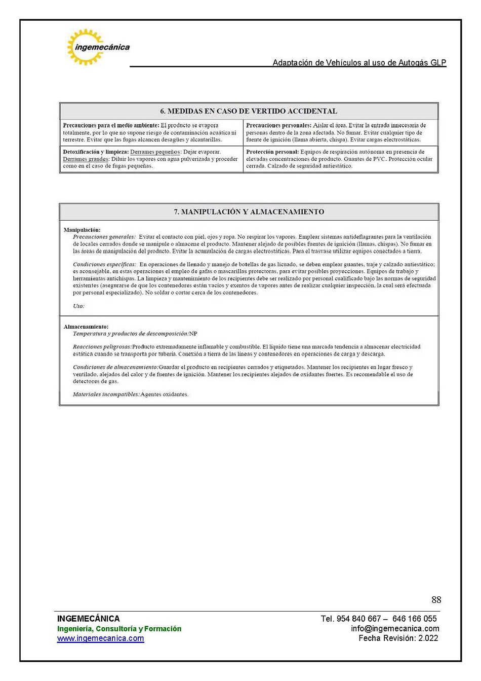Adaptaci�n de veh�culos al uso de autog�s GLP. P�gina 84