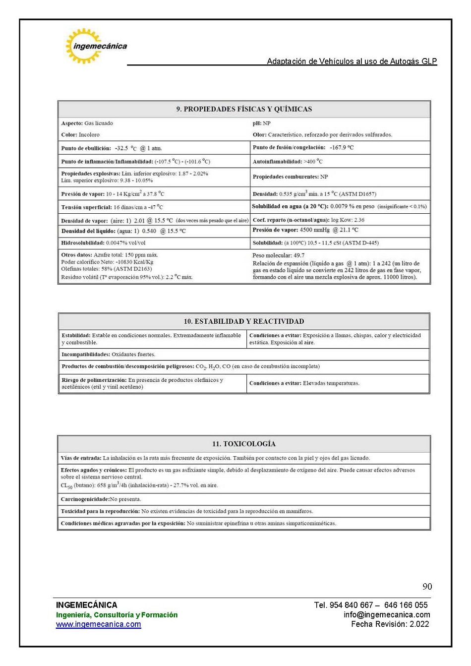 Adaptaci�n de veh�culos al uso de autog�s GLP. P�gina 86