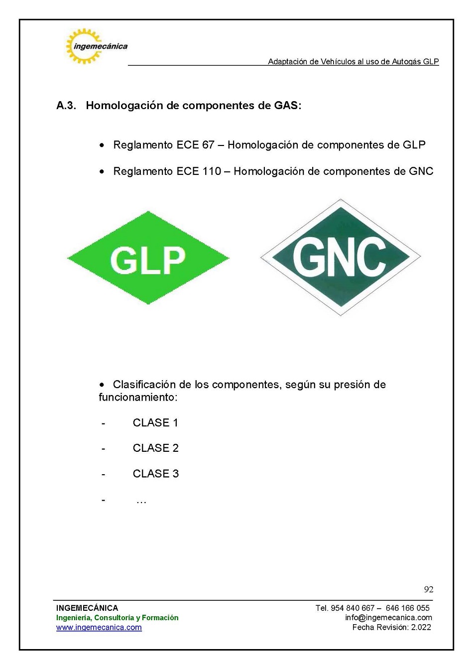 Adaptaci�n de veh�culos al uso de autog�s GLP. P�gina 88