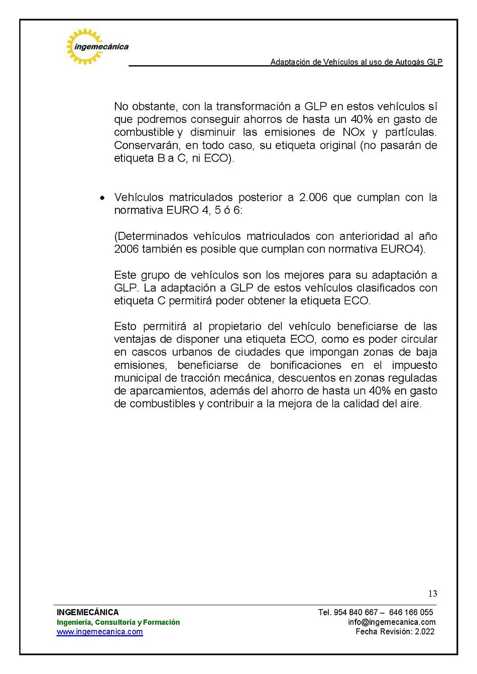 Adaptaci�n de veh�culos al uso de autog�s GLP. P�gina 9
