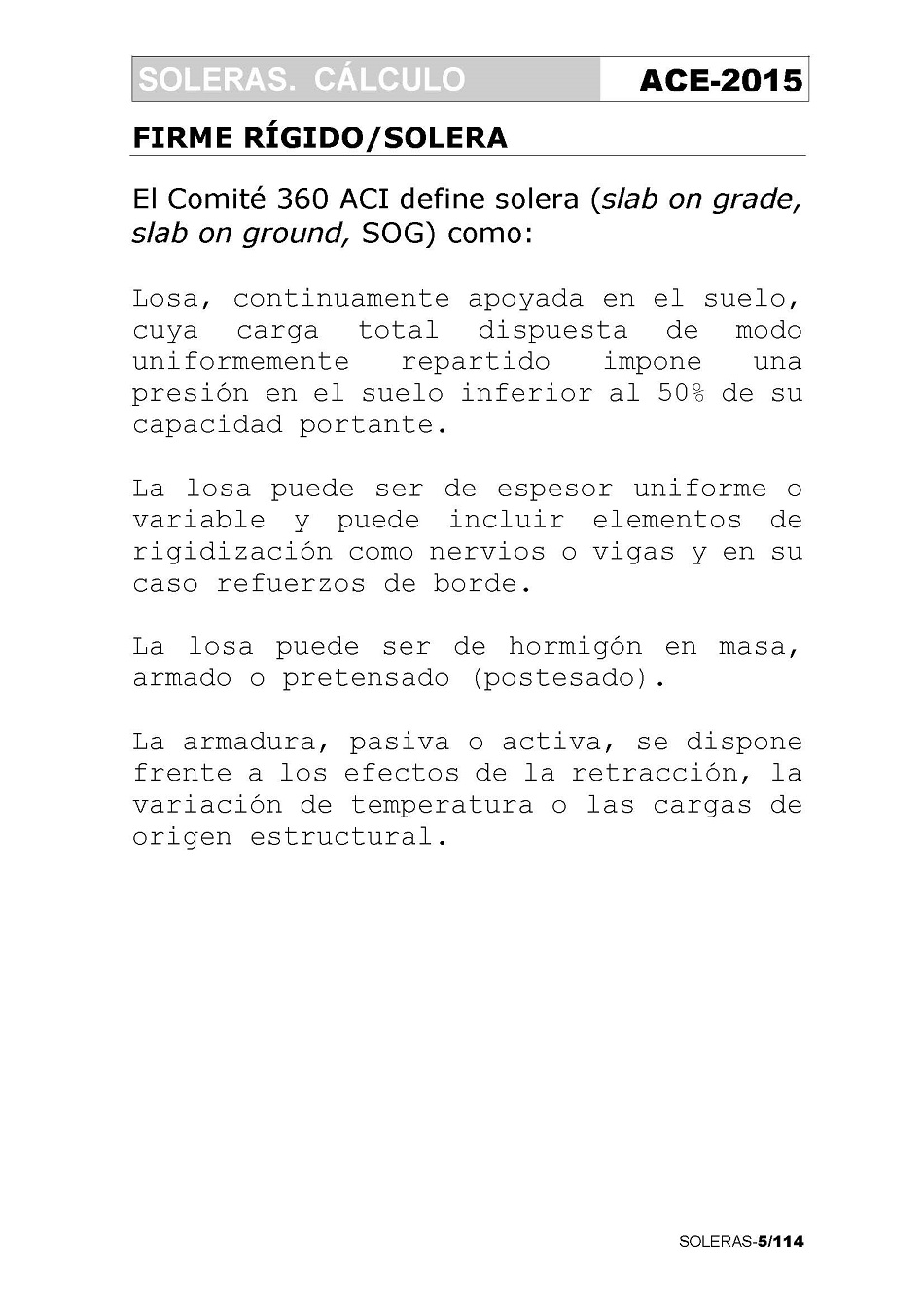 Cálculo de Soleras de Hormigón. Página 05