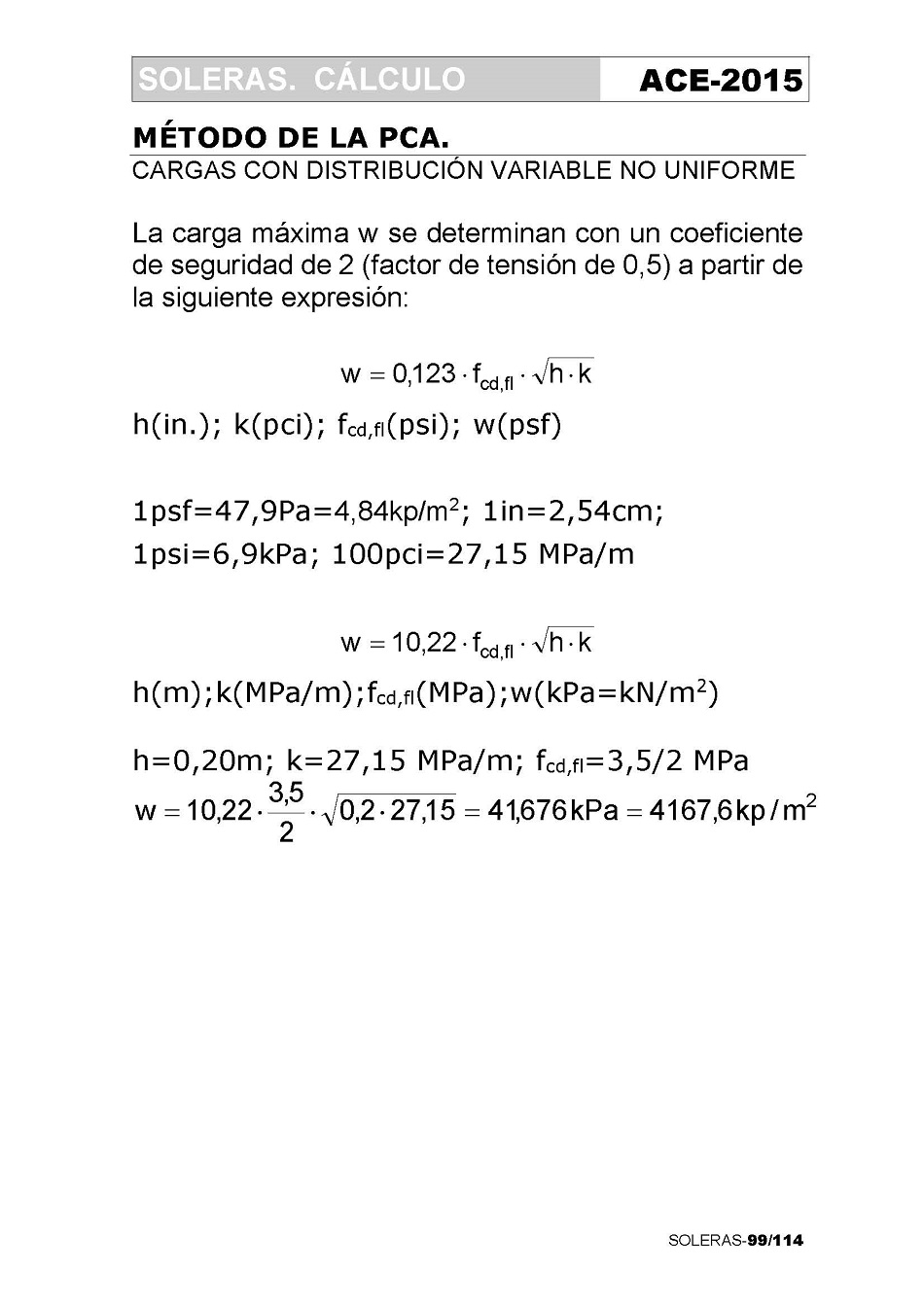 Cálculo de Soleras de Hormigón. Página 99