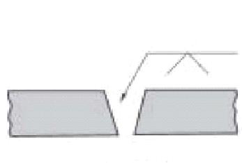Representación gráfica de bordes en bisel V simple
