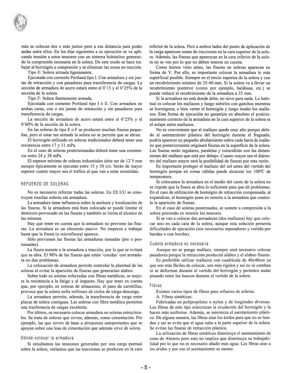 Diseño y Ejecución de Soleras Industriales: Problemas y Soluciones. Página 05