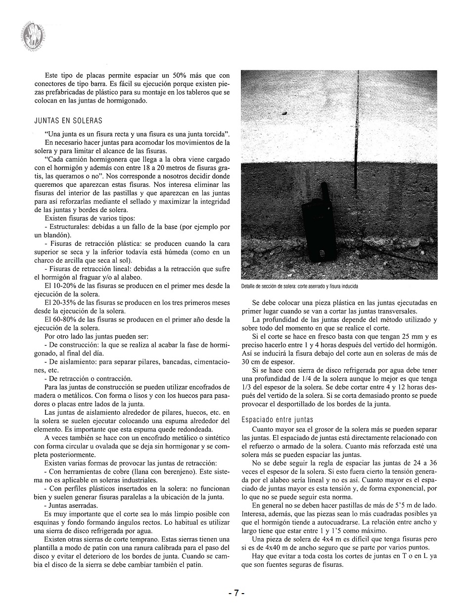 Diseño y Ejecución de Soleras Industriales: Problemas y Soluciones. Página 07