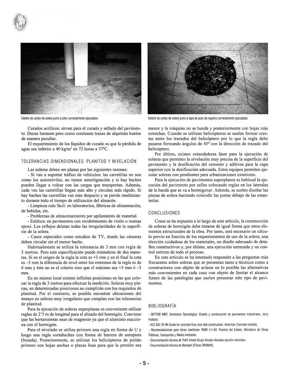 Diseño y Ejecución de Soleras Industriales: Problemas y Soluciones. Página 09